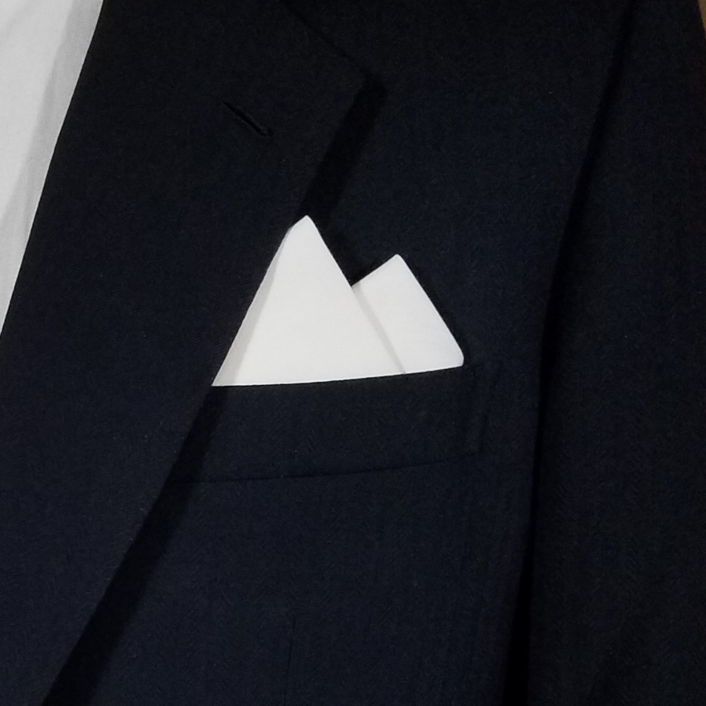 New  White Cotton PreFolded Pocket Square Handkerchief Insert